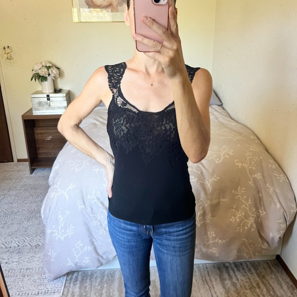 Banana Republic Black Lace Sleeveless Top | S
